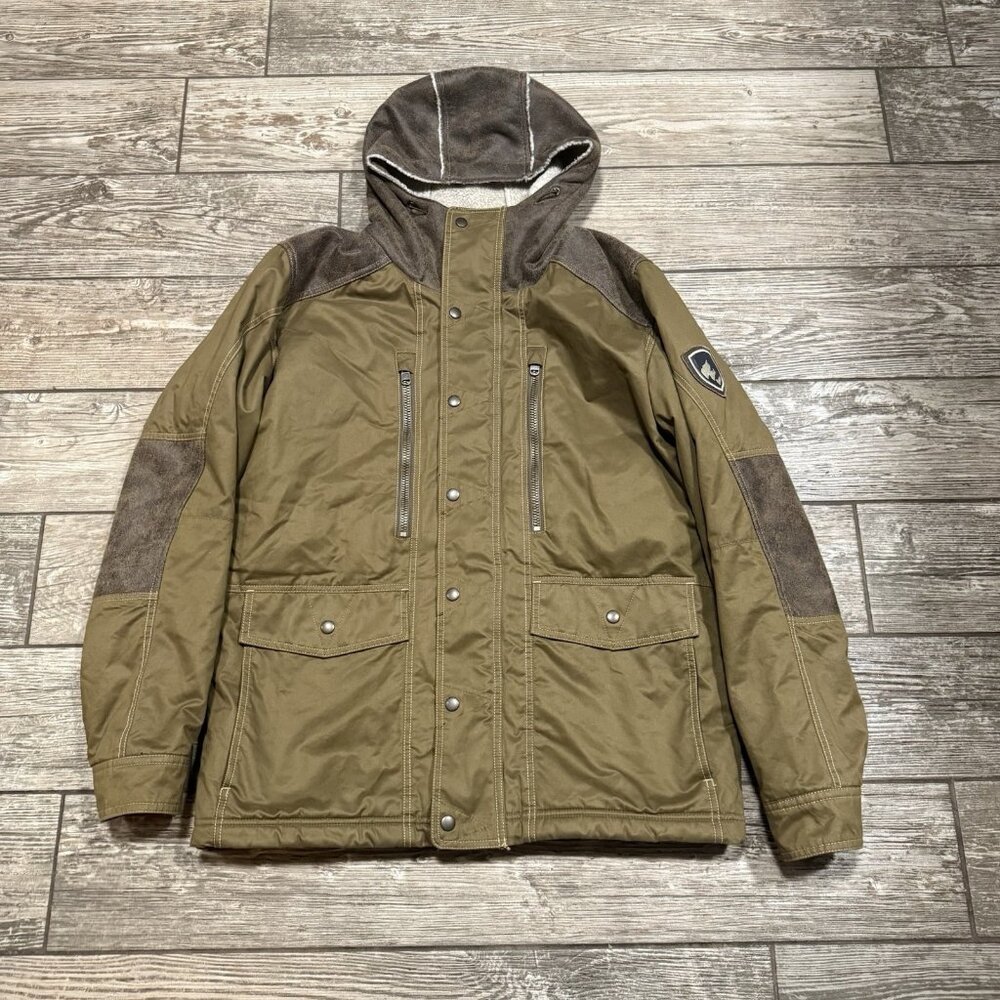 Kuhl Arktik Men's Hooded Sherpa Lined Projekt Jacket Coat Brown Size M